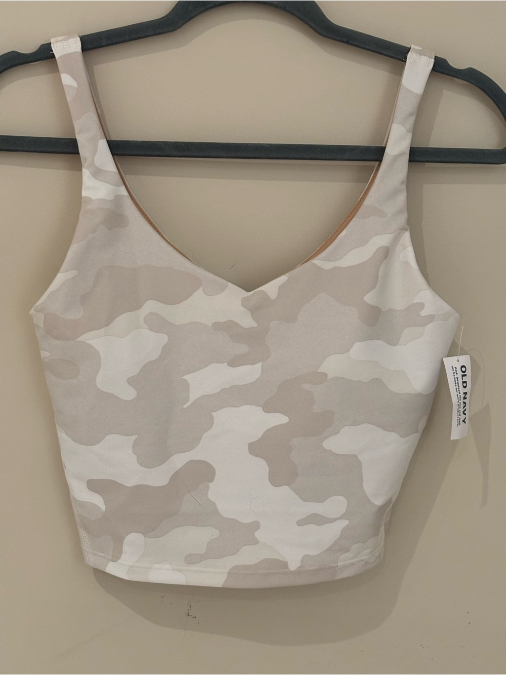 Old Navy Beige & Off-White Camo V-Neck Crop Tank